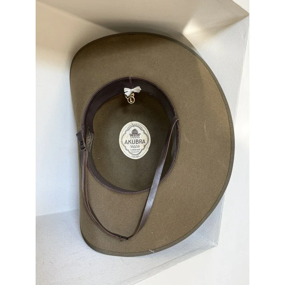 Akubra Aussie Slouch Hat 1601 Sz. 7 Superfine Pure Fur Australian Military Khaki